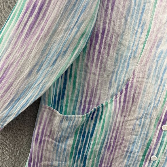 Soft Surroundings Senna Pastel Stripes Gauze Button Down Shirt Tunic Pockets XL - Picture 4 of 15